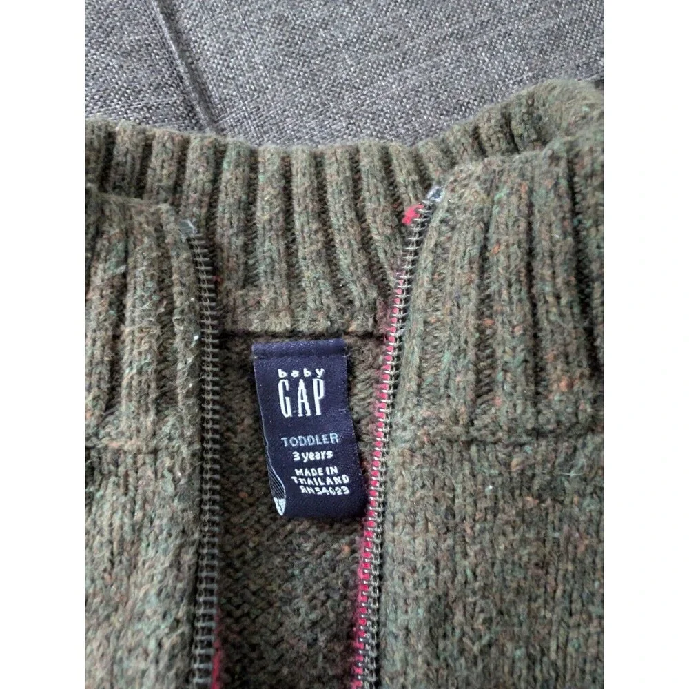 GAP Toddler Half Zip Sweater Wool Blend Olive Green Size 3T Toddler
